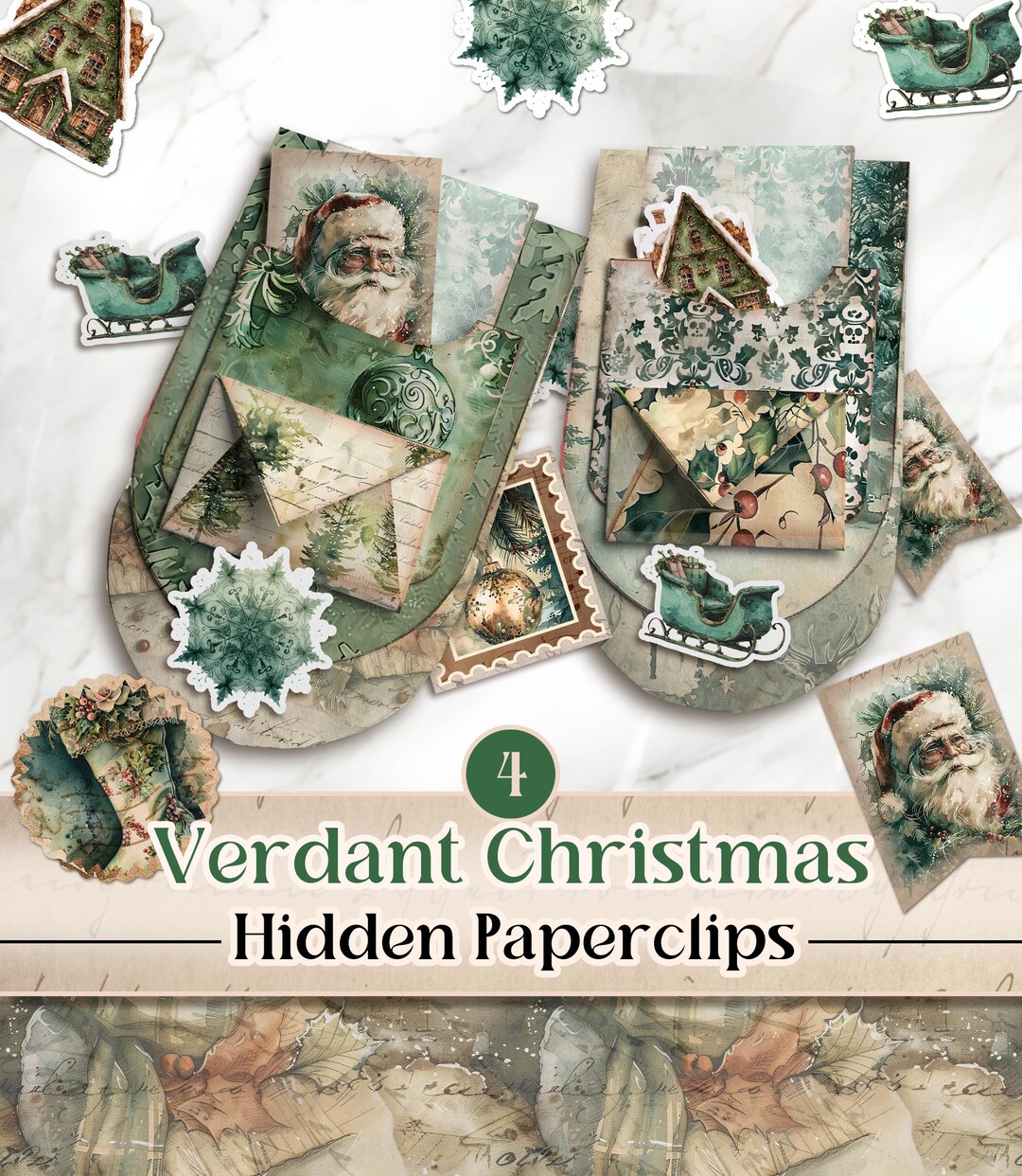 Christmas Hidden Paperclip Pockets Junk Journal Kit Christmas Hidden ...