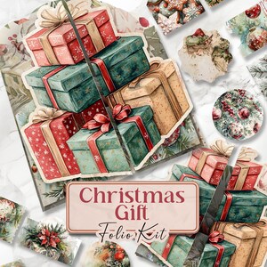 Christmas Folio Junk Journal Kit Printable Christmas Gift Folio Pages ...