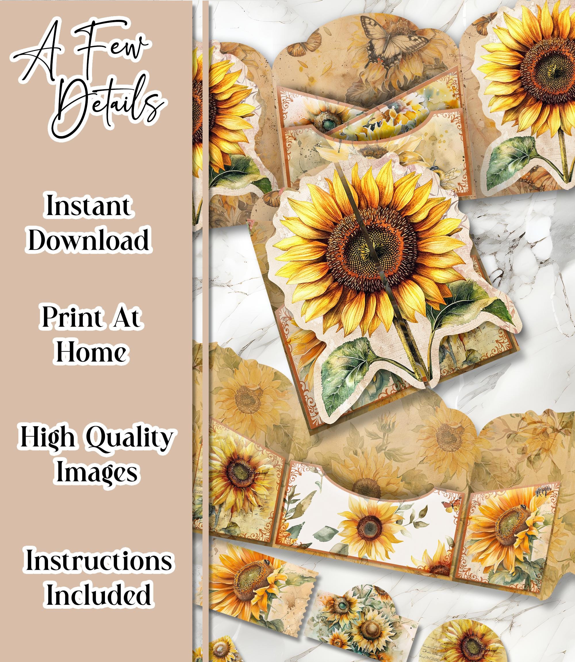 Sunflower Junk Journal Printable Sunflower Floral Junk Journal Kit Junk ...