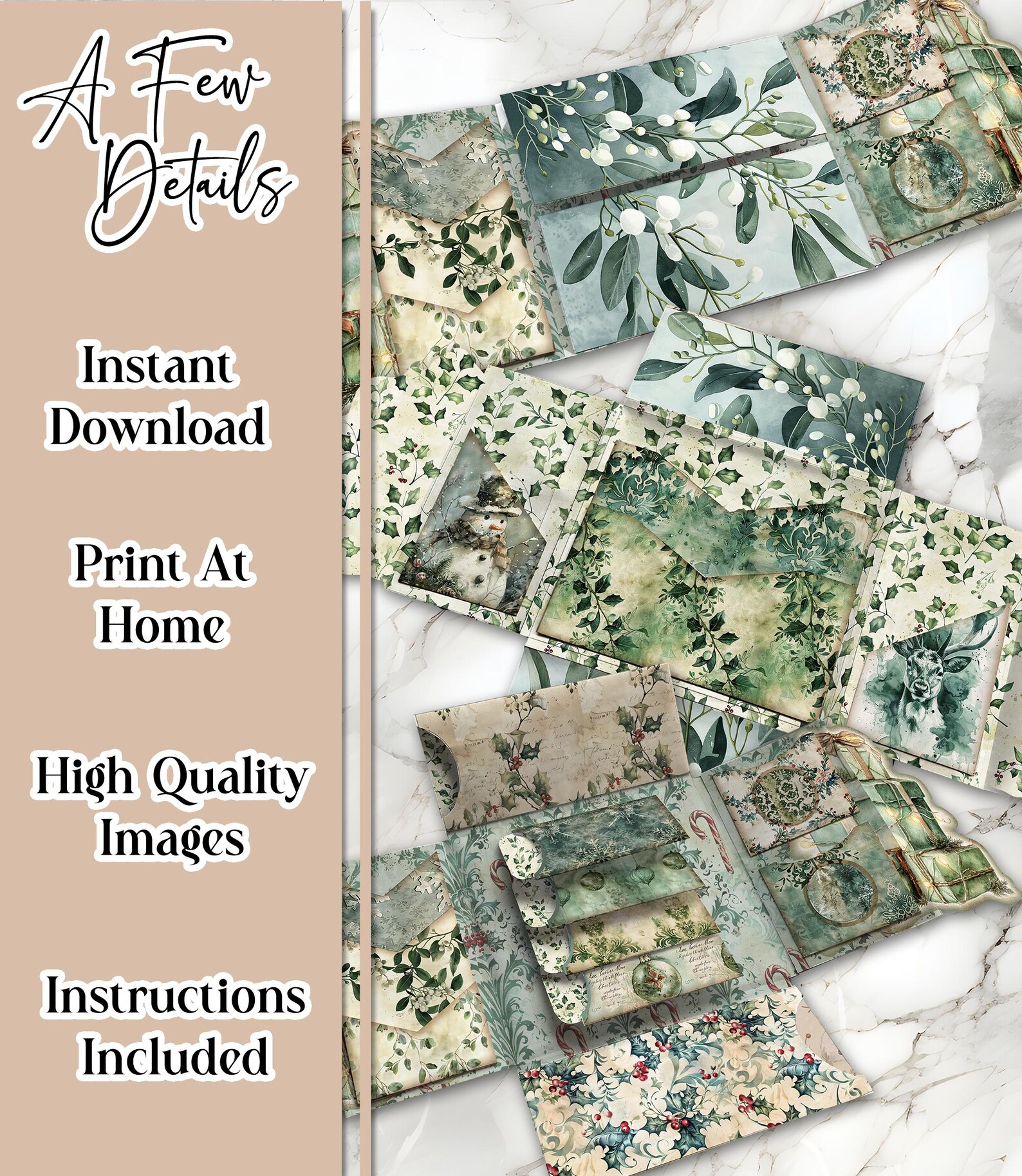 Christmas Junk Journal Kit Printable DELUXE Folio Pages Christmas ...