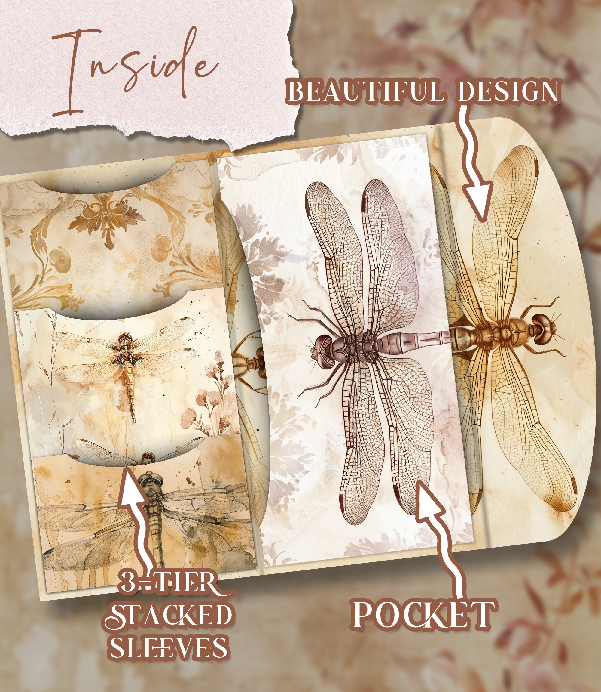 Dragonfly Folio Junk Journal Kit Printable Folio Pages Shabby Chic ...