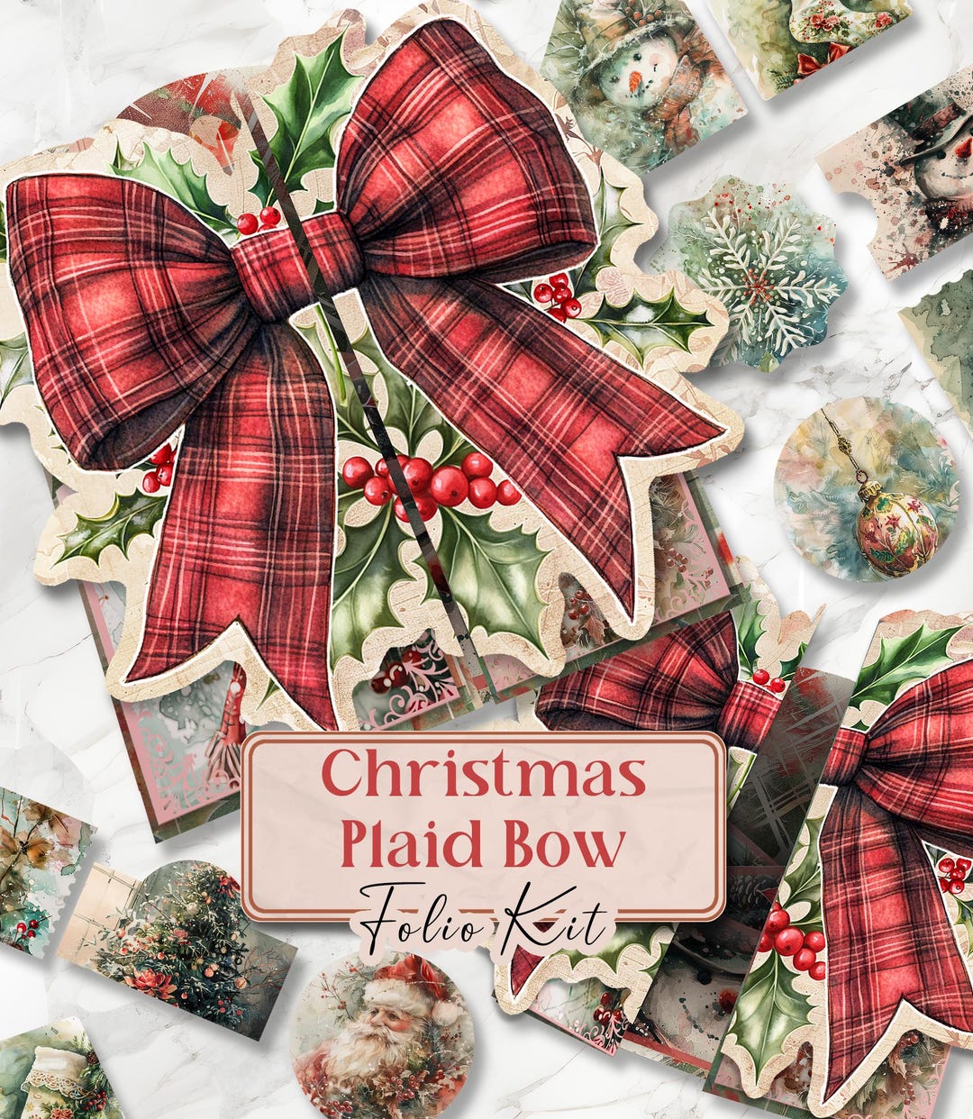 Christmas Junk Journal Kit Plaid Christmas Folio Junk Journal Kit ...