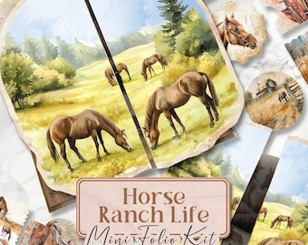 Farm Life Junk Journal Pages Farm Folio Kit Horse Junk Journal Kit Printable Folio Pages Shabby Chic Folio Farm Animal Printable [VF121]