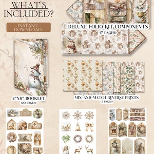 Beige Christmas Junk Journal DELUXE Kit Holiday Junk Journal Neutral ...