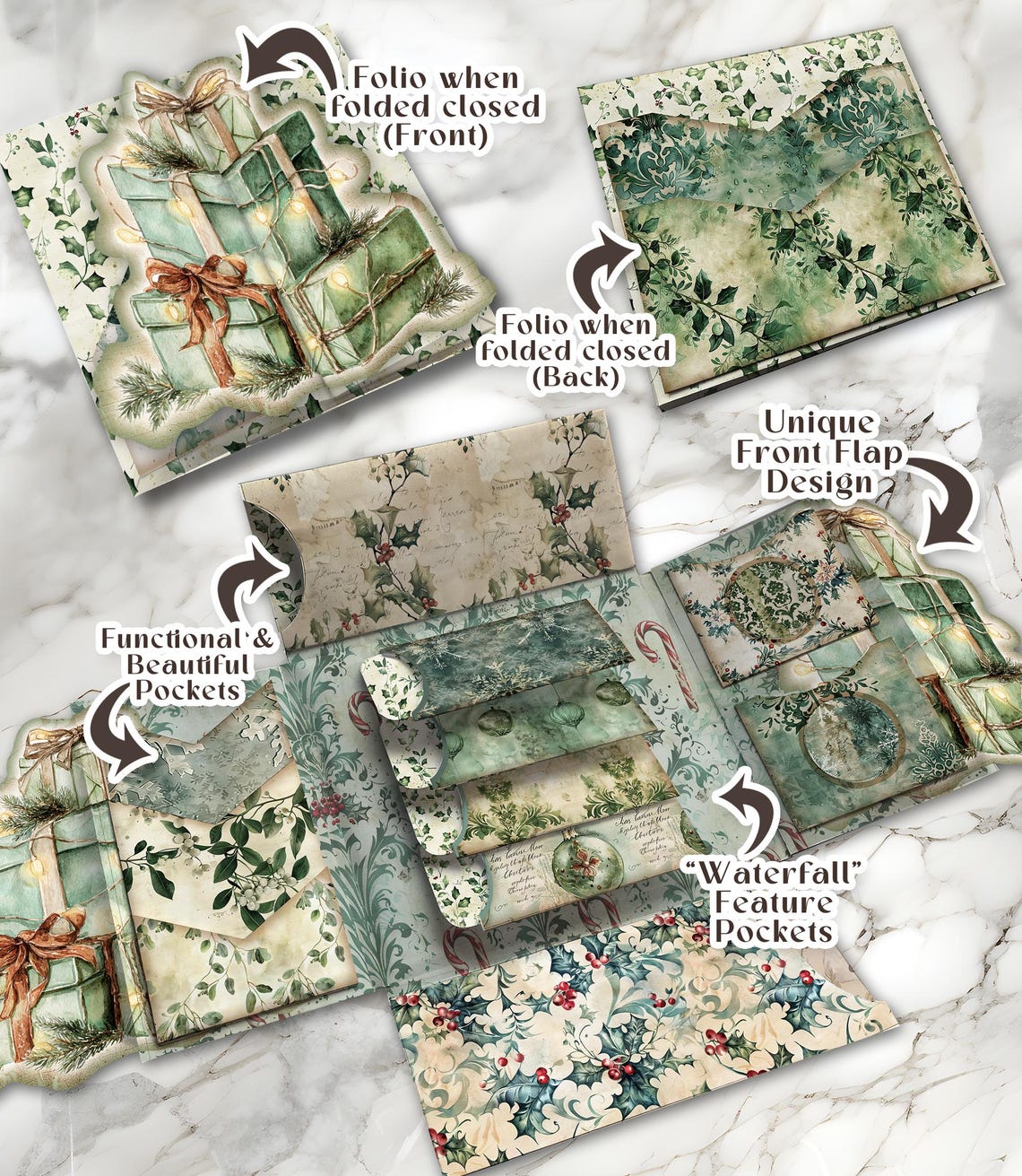 Christmas Junk Journal Kit Printable DELUXE Folio Pages Christmas ...