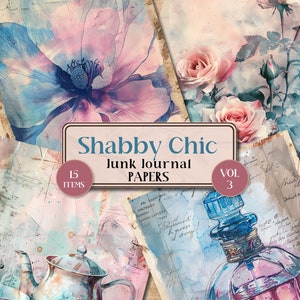 Shabby Chic Junk Journal Pages Shabby Chic Roses Printable Junk Journal Printable Pages Junk Journal Shabby Chic Scrapbook Paper [VF017]
