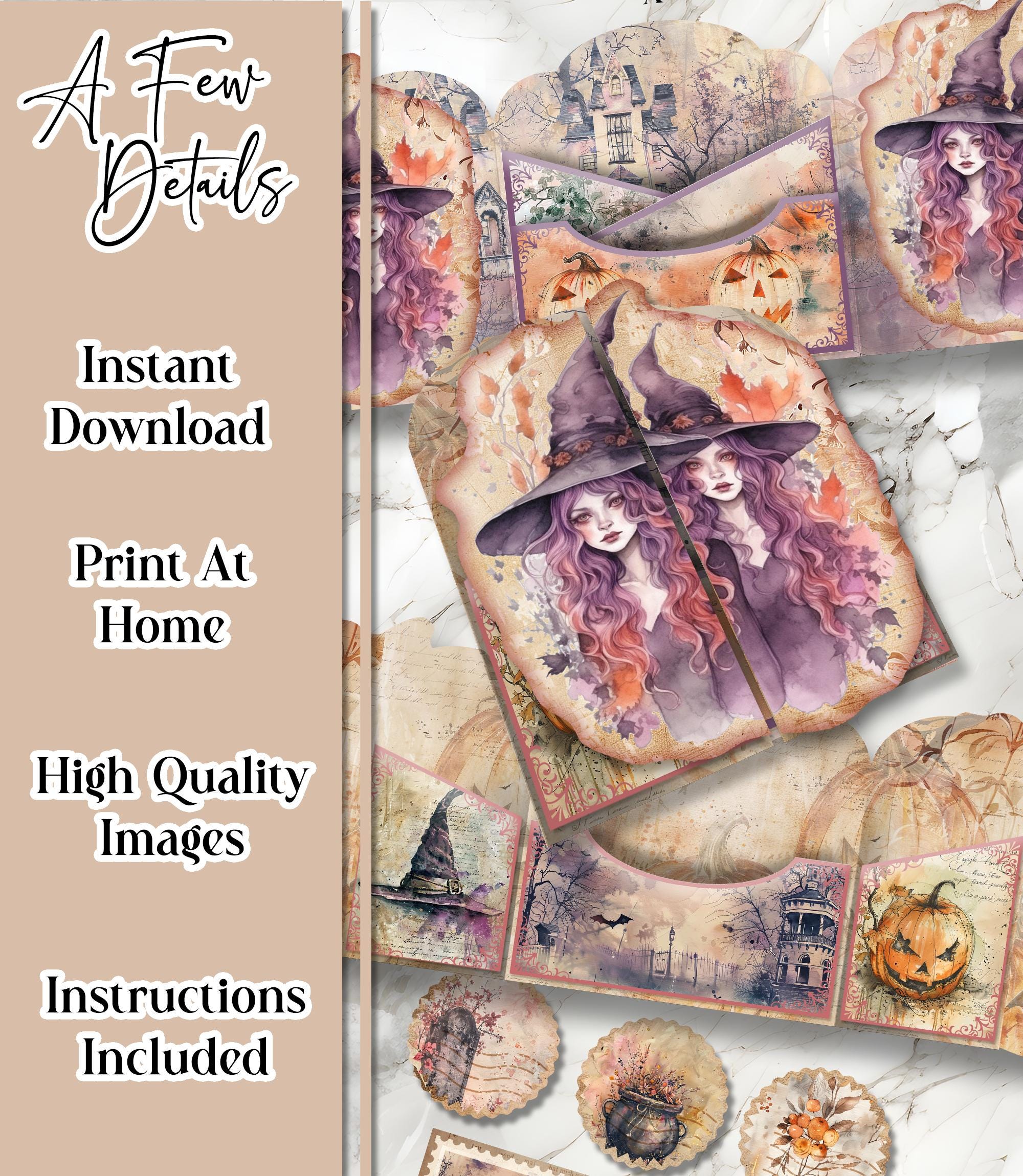 Halloween Junk Journal Folio Kit Witch Folio Junk Journal Kit Printable ...