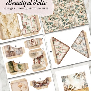 Beige Christmas Junk Journal DELUXE Kit Holiday Junk Journal Neutral ...