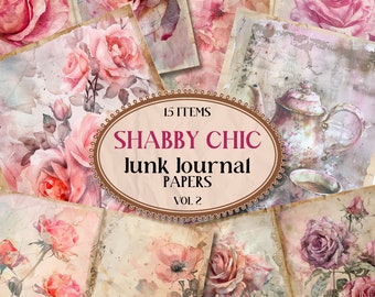 Shabby Chic Junk Journal Pages Shabby Chic Roses Printable Junk Journal Printable Pages Junk Journal Shabby Chic Scrapbook Paper [VF016]