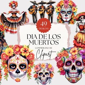 Aquarell Dia De Los Muertos Clipart | Dia De Los Muertos, Sugar Skull Clipart, Tag Der Toten Png, mexikanische Clipart, mexikanisches Halloween