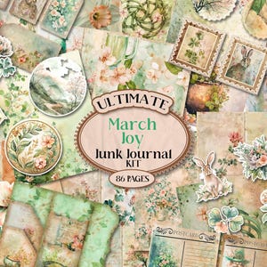 Kit diario di marzo Junk Journal Kit diario di primavera Folio Junk Journal Kit diario di marzo Folio stampabile Scrapbook Paper St Patrick's Day Junk Journal [VF171]