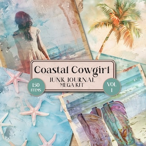 Pages du journal indésirable Cowgirl côtière à imprimer Journal indésirable shabby chic éphémère Folio Journal indésirable Beach Journal indésirable Coastal difficile [VF034]