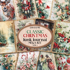 クリスマス ジャンク ジャーナル キット ミックス メディア ホリデー ジャンク ジャーナル ペーパー 印刷可能 クリスマス エフェメラ フォリオ ジャンク ジャーナル クリスマス ファッシー [VF031]