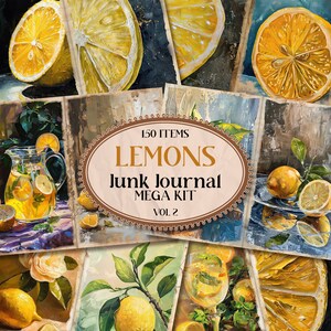 Lemon Junk Journal Kit Pages Printable Junk Journal Ephemera Folio Junk Journal Nature Junk Journal Lemon Slices Fussy Cuts Tag [VF053]