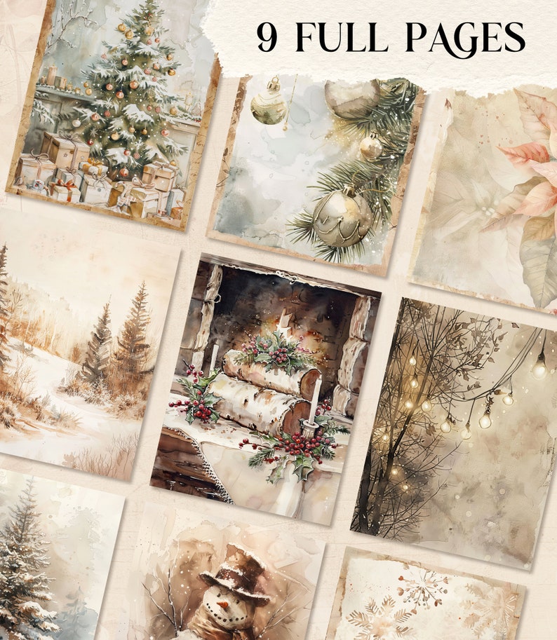 Beige Christmas Junk Journal Kit Mixed Media Holiday Junk Journal ...