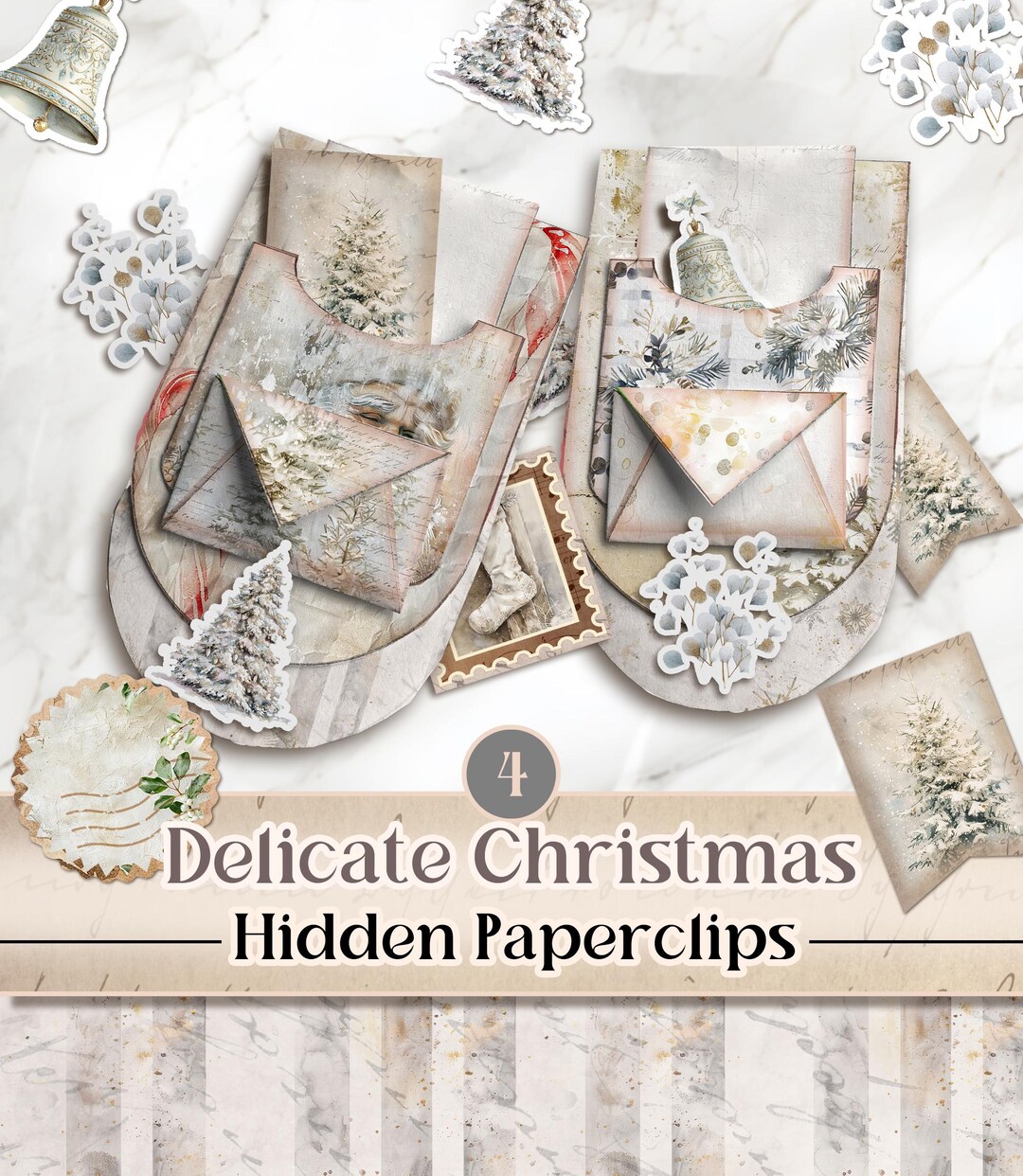 Christmas Hidden Paperclip Pockets Junk Journal Kit Christmas Hidden ...