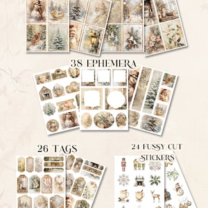 Beige Christmas Junk Journal Kit Mixed Media Holiday Junk Journal ...