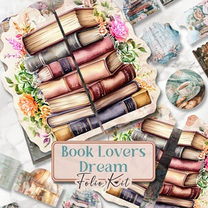 Kit de diário para amantes de livros Kit de diário para amantes de livros Kit de diário para amantes de livros Páginas de fólio para estante para impressão Kit de fólio para amantes de livros Lixo para amantes de livros [VF101]