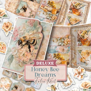 Honey Bee Junk Journal DELUXE Kit Honeybee Junk Journal Honey Bee Efemere Honey Bee Folio Junk Journal Bee Waterfall Folio Shabby [VF074]