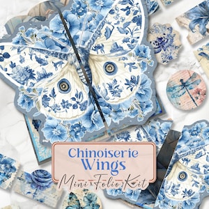 Toile Butterfly Junk Journal Afdrukbare vlinder Floral Junk Journal Kit Junk Journal Folio Kit Toile Chinoiserie Vintage Ephemera [VF179]