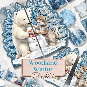 Kit folio de carnets Woodland Winter Junk Kit de carnets folio animaux mignons imprimables Winter Wonderland Folio Folio Folio [VF146]