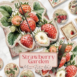 Kit de journal indésirable fraises Journal foliaire indésirable fraise, pages folio botanique imprimables imprimables folio-journal indésirable, kit jardin folio folio jardin fraises [VF213]