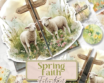Faith Folio Junk Journal Folio Floral Faith Folio Kit Printable Folio Pages Christian Printable Pages Folio Kit Scrapbook Paper [VF137]