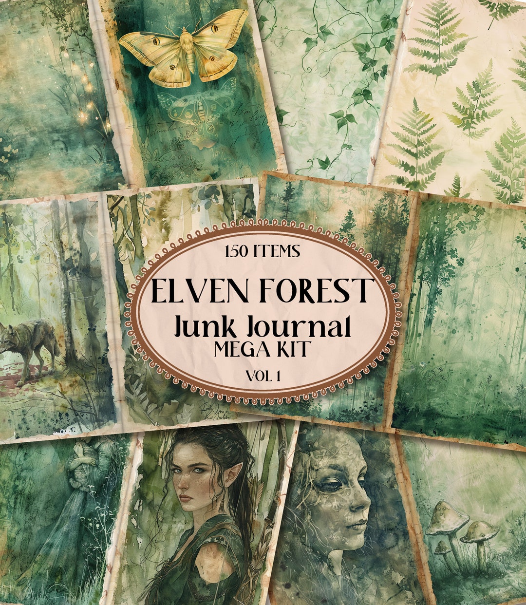 Elven Forest Junk Journal Kit Pages Printable Junk Journal Ephemera ...