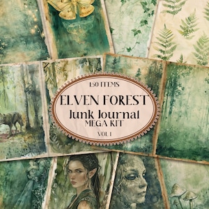 Kit de journal indésirable de la forêt elfique, pages imprimables pour journal indésirable, folio éphémère, journal indésirable nature, indésirable, fée, dragon, fantaisie [VF040]