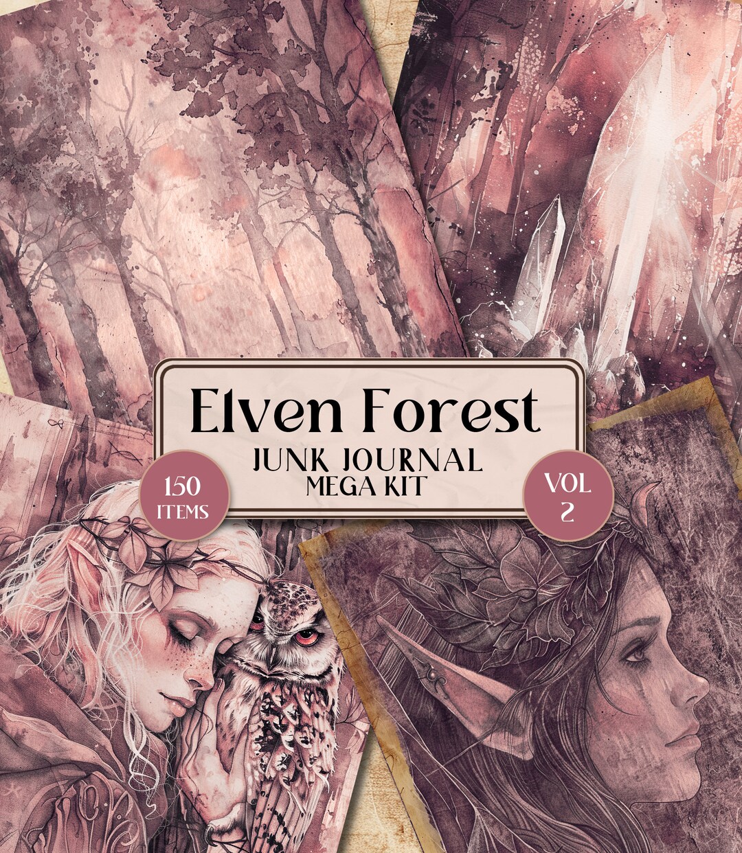 Elven Forest Junk Journal Kit Pages Printable Junk Journal Ephemera ...