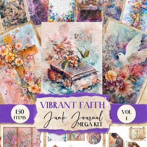 Vibrant Faith Junk Journal Kit Mixed Media Holiday Junk Journal Paper Printable Christian Junk Journal Ephemera Faith Folio Junk [VF066]