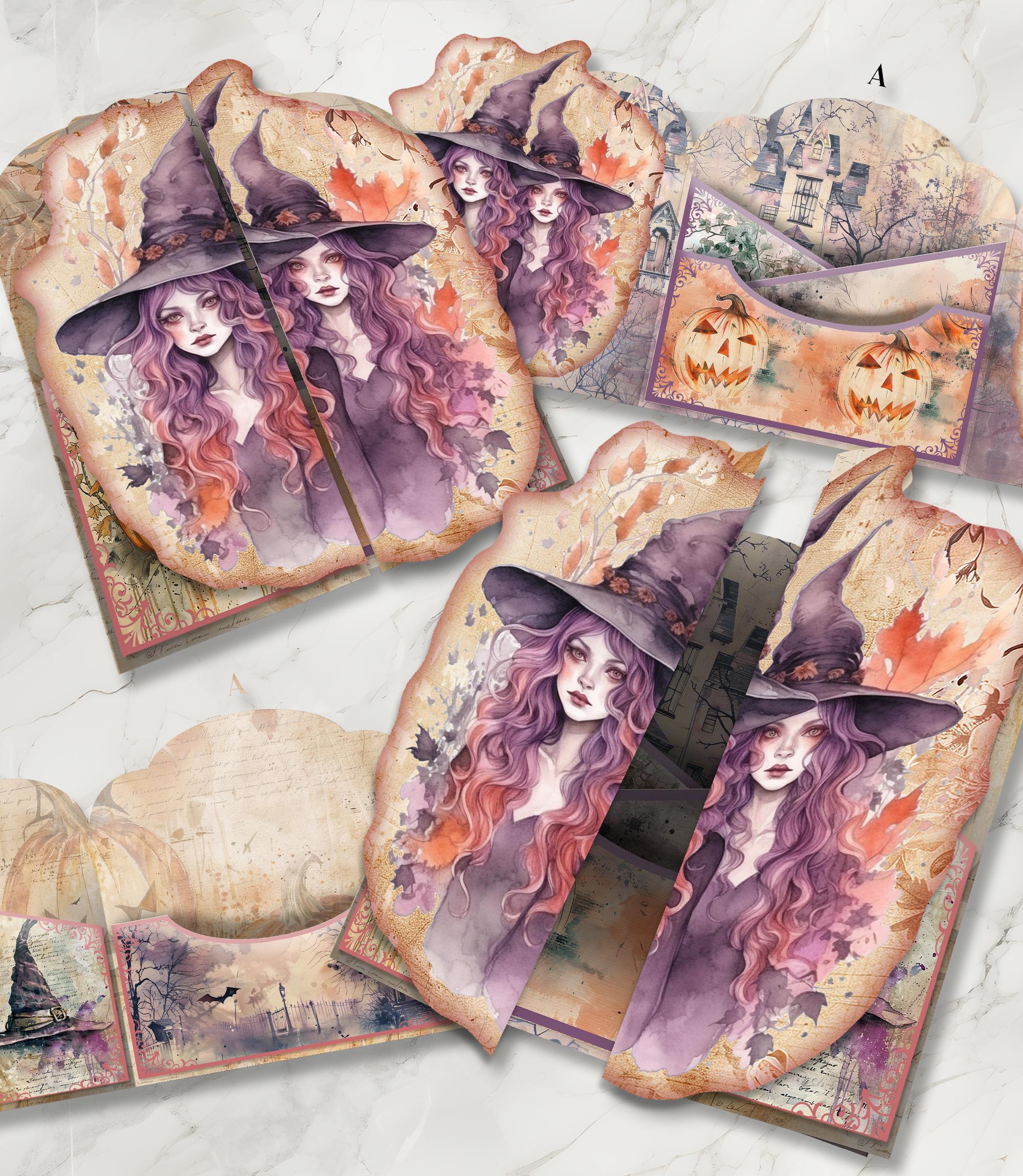 Halloween Junk Journal Folio Kit Witch Folio Junk Journal Kit Printable ...
