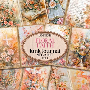 Floral Faith Junk Journal Kit Mixed Media Holiday Junk Journal Paper Printable Christian Junk Journal Ephemera Faith Folio Junk [VF044]