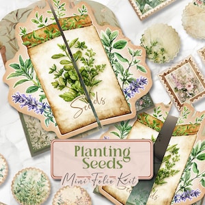 Kit de carnet de notes herbes indésirables Journal de jardin folio indésirable, pages folio botanique imprimables imprimables Sachet de graines Kit folio Kit de carnet de jardinage indésirable [VF212]
