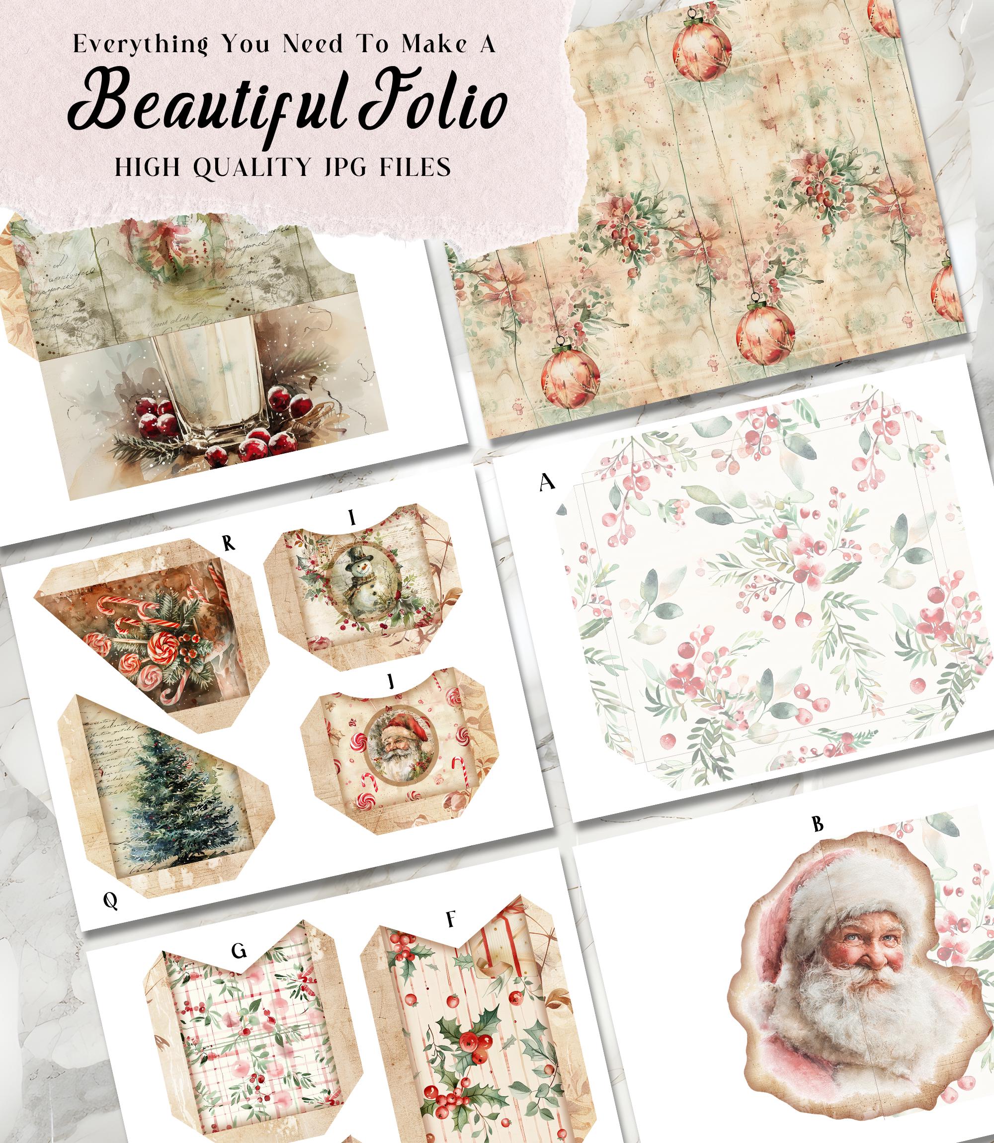 Christmas Junk Journal Kit Printable DELUXE Folio Pages Christmas ...