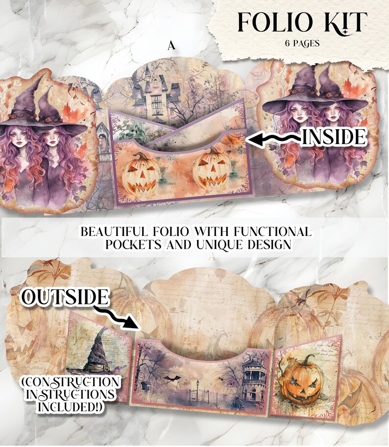 Halloween Junk Journal Folio Kit Witch Folio Junk Journal Kit Printable ...
