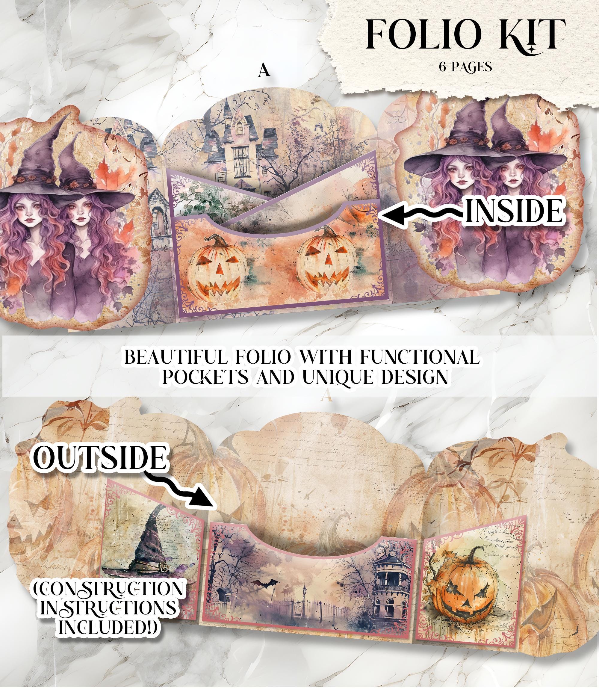 Halloween Junk Journal Folio Kit Witch Folio Junk Journal Kit Printable ...