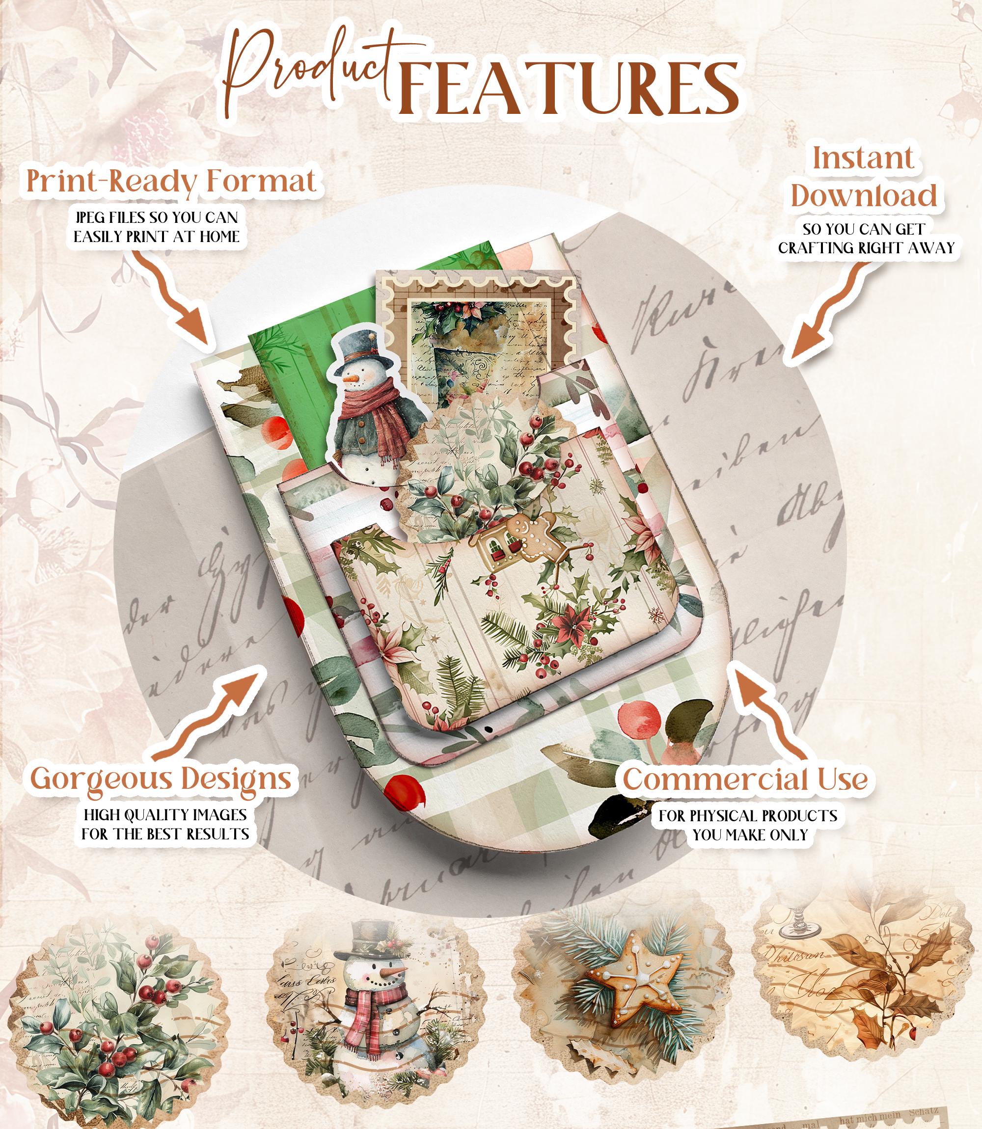 Christmas Hidden Paperclip Pockets Junk Journal Kit Christmas Hidden ...