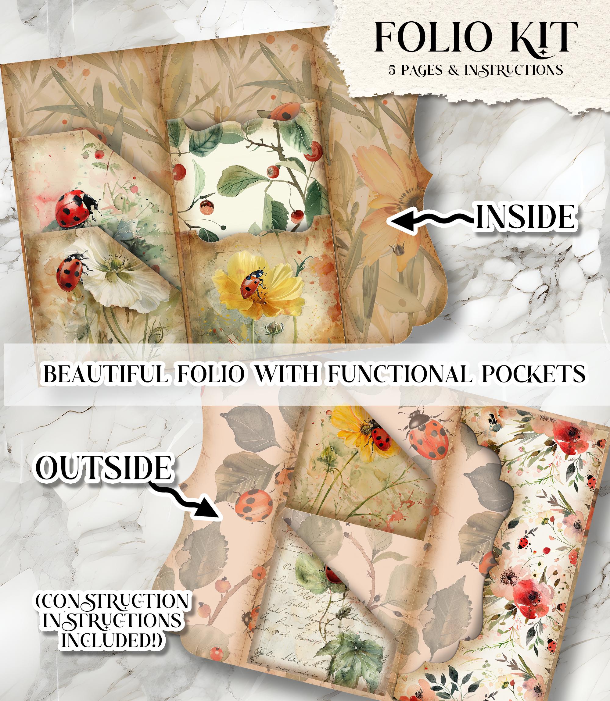 Ladybug Junk Journal Kit Printable Lady Bug Junk Journal Folio Kit ...