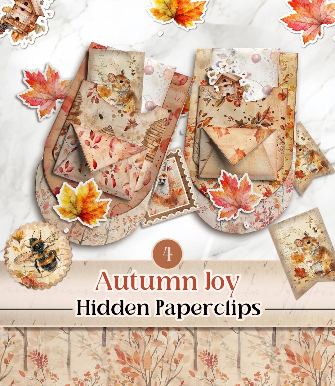 Autumn Hidden Paperclip Pockets Junk Journal Kit Fall Hidden Paper