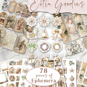 Beige Christmas Junk Journal DELUXE Kit Holiday Junk Journal Neutral ...