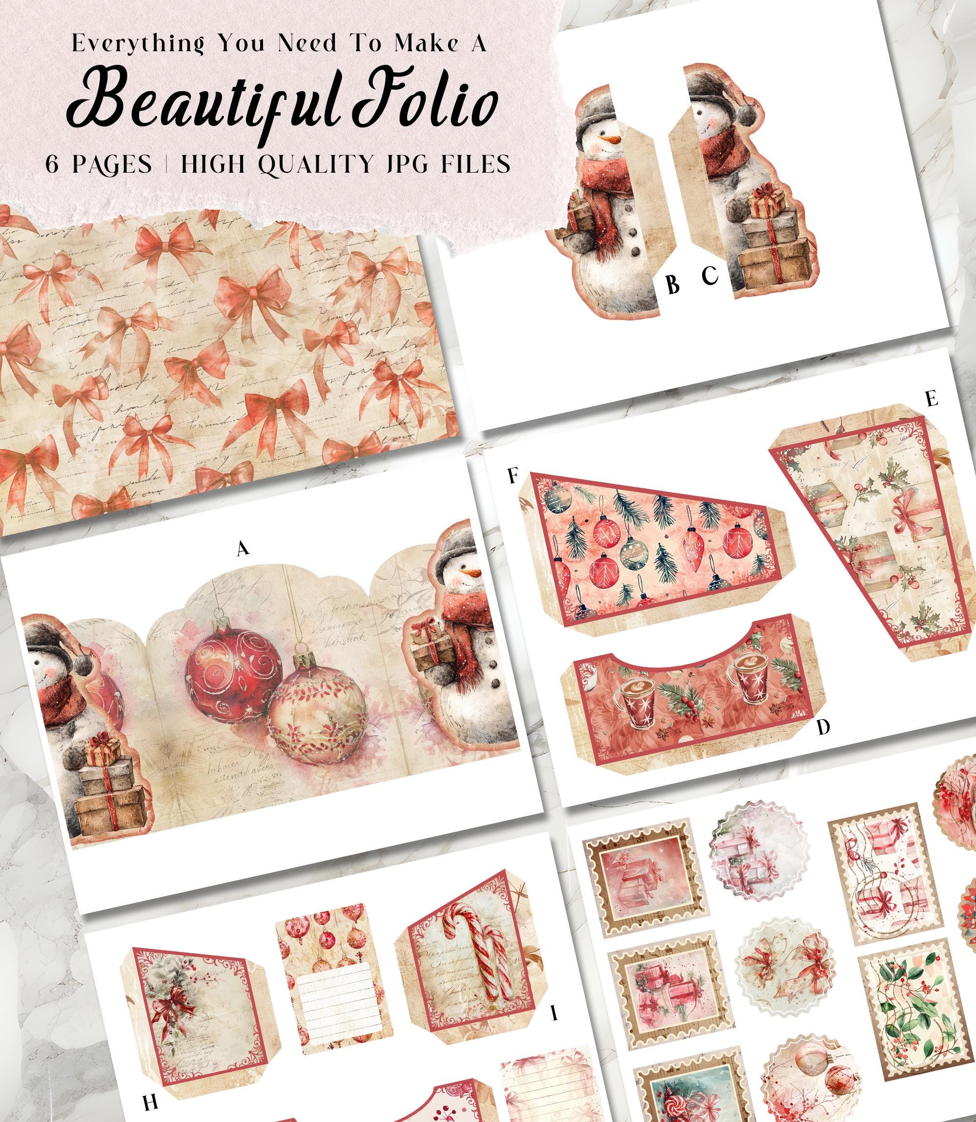 Christmas Junk Journal Kit Christmas Folio Junk Journal Kit Printable ...