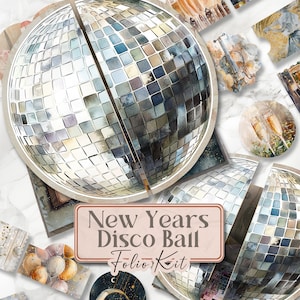 Kit folio journal pour le Nouvel An 2025 Kit folio folio boule disco 2025 Kit folio folio papier vacances à imprimer pour Noël Nouvel An [VF129]