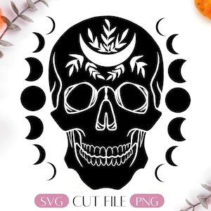 Halloween SVG Celestial Witchy Skull SVG, Mystical Witchcraft Clipart, Minimalist Halloween Witch Skulls png, Witchy Line Art for Cricut
