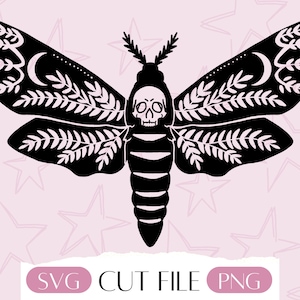 Celestial Moth SVG, Mystical Witchcraft Clipart, Mystic svg, Minimalist Halloween Witch Butterfly png, Witchy Line Art für Cricut