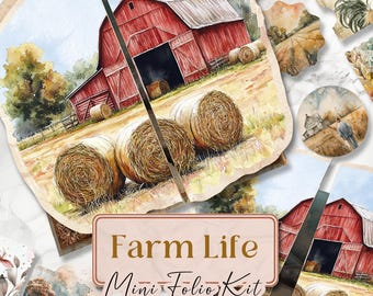 Farm Life Junk Journal Pages Farm Folio Kit Horse Junk Journal Kit Printable Folio Pages Shabby Chic Folio Farm Animal Printable [VF116]