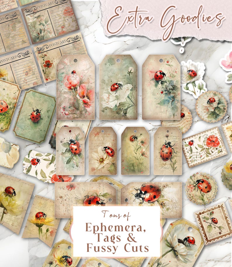 Ladybug Junk Journal Kit Printable Lady Bug Junk Journal Folio Kit ...