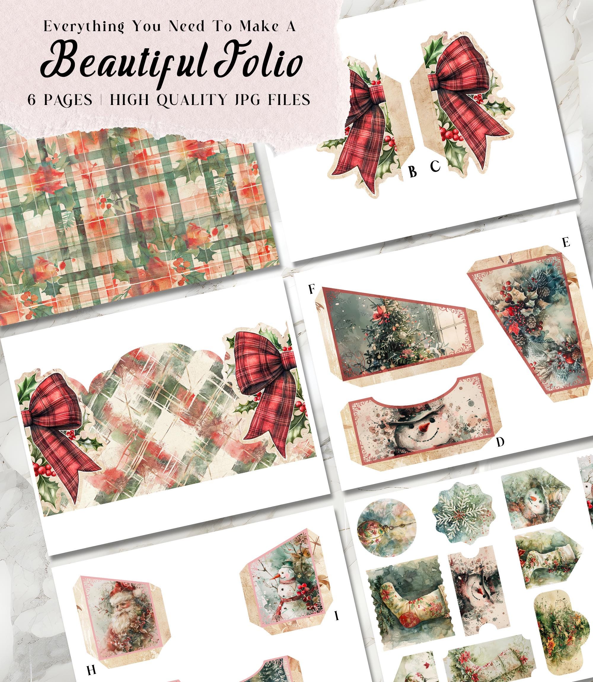 Christmas Junk Journal Kit Plaid Christmas Folio Junk Journal Kit ...