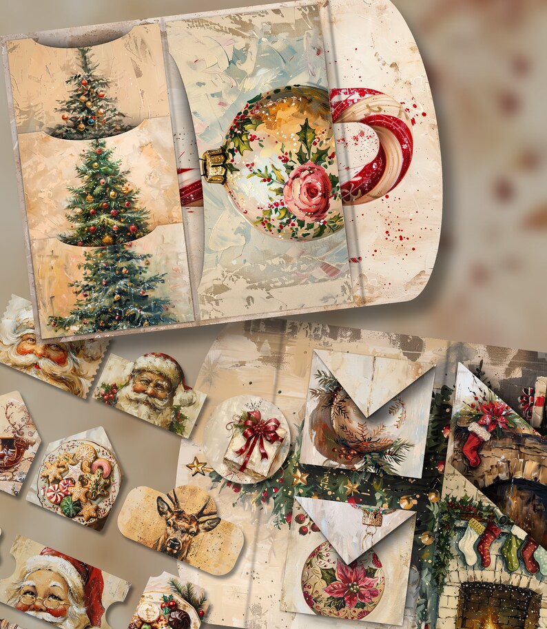Christmas Folio Junk Journal Kit Printable Folio Pages Shabby Chic ...