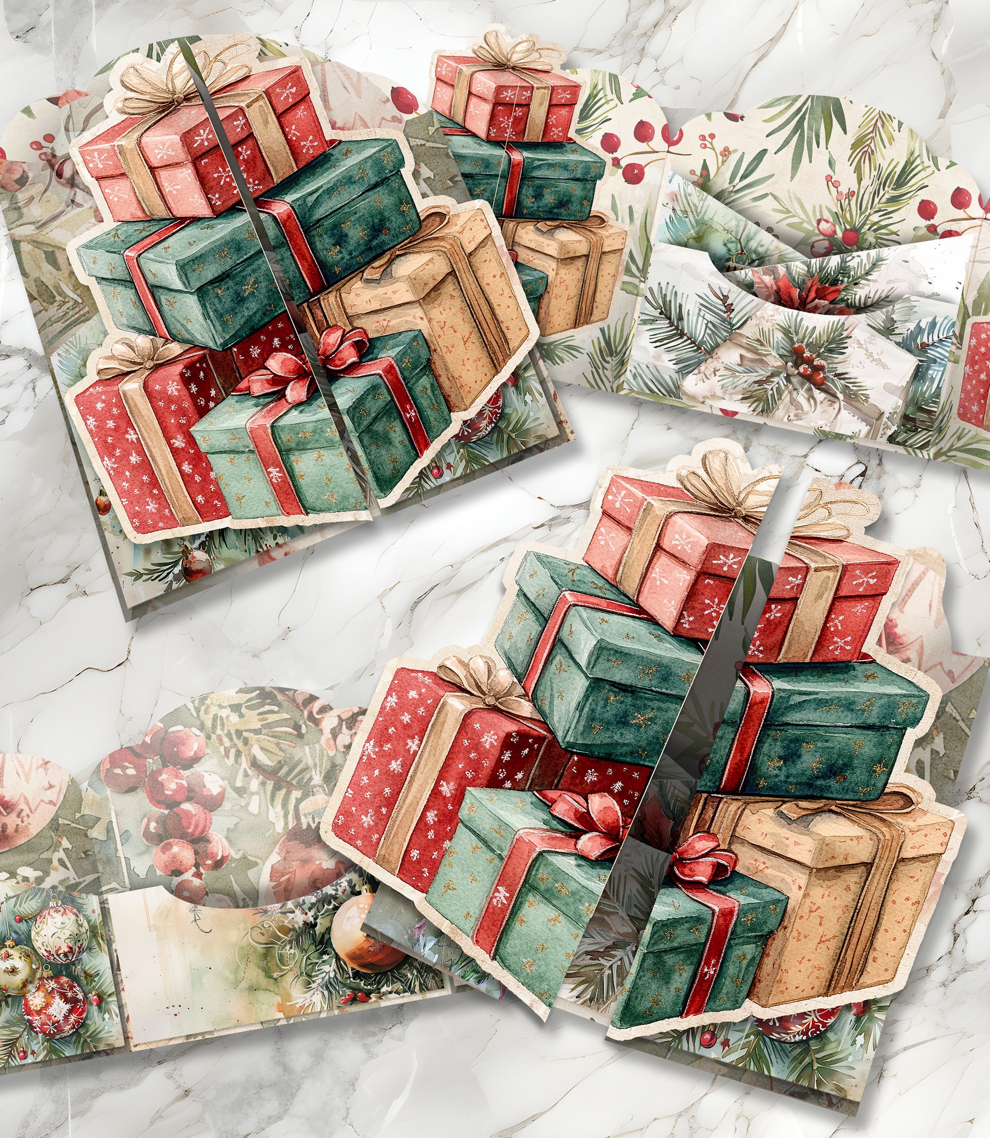 Christmas Folio Junk Journal Kit Printable Christmas Gift Folio Pages ...